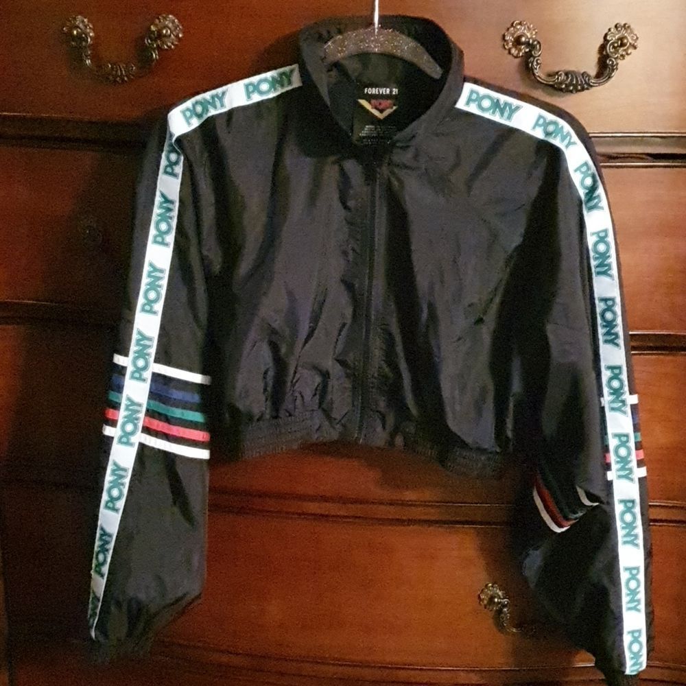 Forever 21 X Pony Cropped Windbreaker jacket sz S